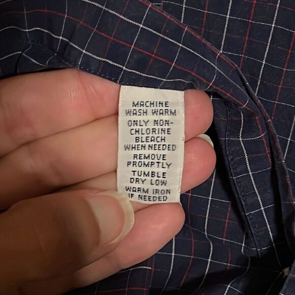 Ralph Lauren Navy Blue Plaid Long Sleeve Shirt Large - Picture 6 of 6